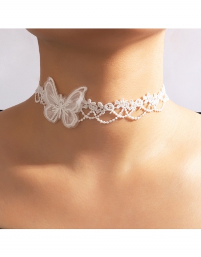  Fashion Sexy White Butterfly Lace Collarbone Chain #799775 $4.85 USD, Wholesale Fashion Necklaces