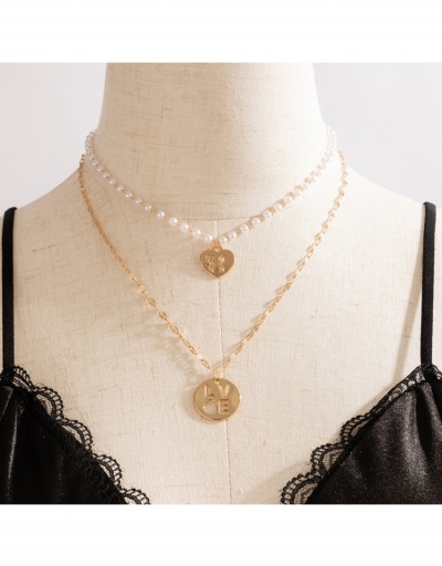 Replica  Ins Fashion Letter Pearl Double Necklace Couple #799777 $5.29 USD for Wholesale