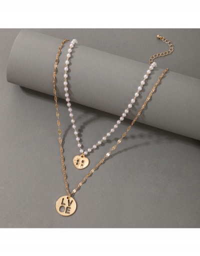 Replica  Ins Fashion Letter Pearl Double Necklace Couple #799777 $5.29 USD for Wholesale