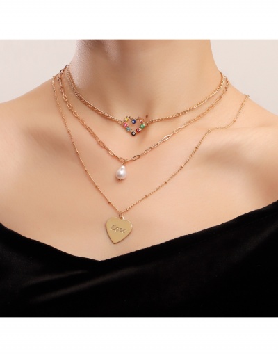  Ladies Faux Pearl  Heart Pendant Layered Necklace #799779 $4.51 USD, Wholesale Fashion Necklaces