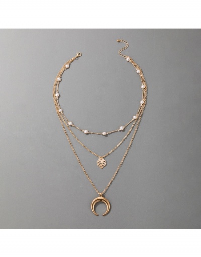 Replica  Horn Leaf Crescent Pearl Multi-Layer Necklace #799781 $5.77 USD for Wholesale