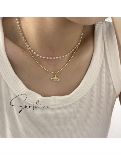 Replica  Simple Retro Metal Decor Faux Pearl Rhinestone Women's Necklace #799788 $9.00 USD for Wholesale