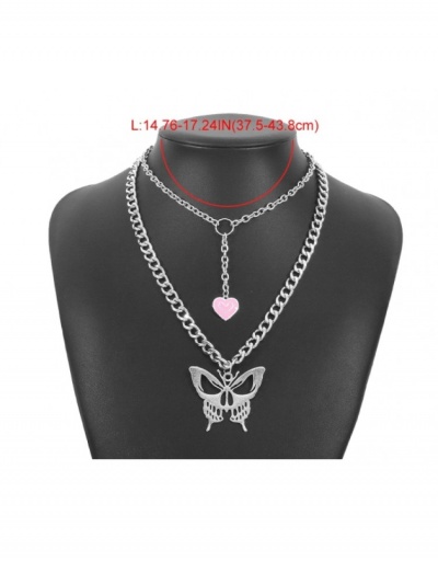 Replica  Punk Style Metal Decor Butterfly Heart Double Necklace #799795 $7.65 USD for Wholesale