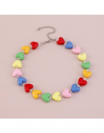 Replica Simple Pure Color Heart Beaded Women's Necklace #799797 $7.43 USD for Wholesale