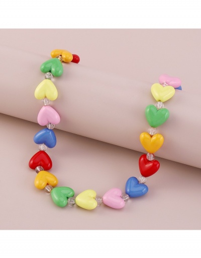 Replica Simple Pure Color Heart Beaded Women's Necklace #799797 $7.43 USD for Wholesale