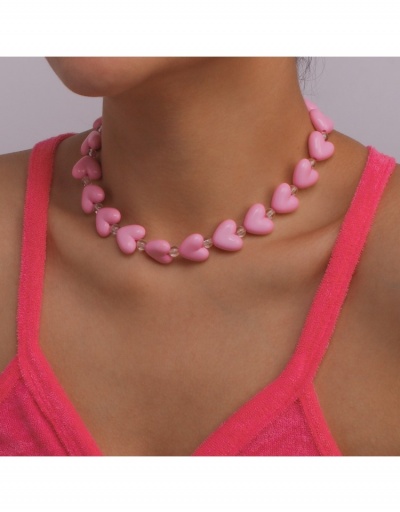 Replica Simple Pure Color Heart Beaded Women's Necklace #799797 $7.43 USD for Wholesale