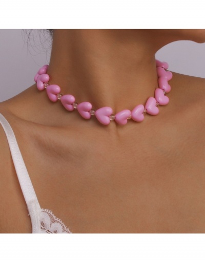 Replica Simple Pure Color Heart Beaded Women's Necklace #799797 $7.43 USD for Wholesale