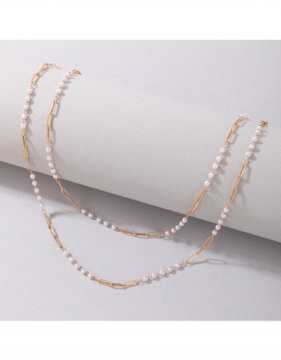 Replica  Luxury Metal Decor Pearl Beaded Women's Multi-layer Necklace #799798 $6.73 USD for Wholesale