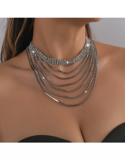  Luxury Nightclub Rhinestone Tassel Women's Necklace #799812 $12.74 USD, Wholesale Fashion Necklaces