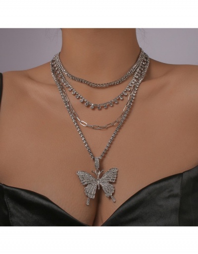 Replica  Personalized Rhinestone Diamond Butterfly Women's Four Piece Necklace #799814 $13.47 USD for Wholesale