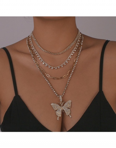 Replica  Personalized Rhinestone Diamond Butterfly Women's Four Piece Necklace #799814 $13.47 USD for Wholesale