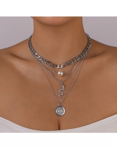  European Metal Decor Letter Serpentine Women's Four-Piece Necklace #799816 $8.10 USD, Wholesale Fashion Necklaces