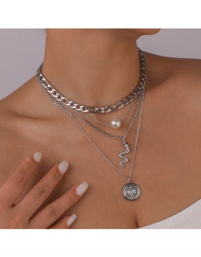 Replica  European Metal Decor Letter Serpentine Women's Four-Piece Necklace #799816 $8.10 USD for Wholesale