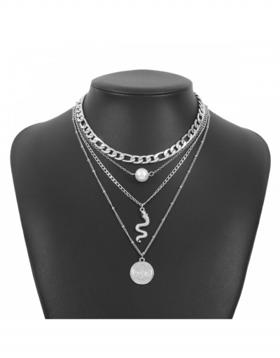 Replica  European Metal Decor Letter Serpentine Women's Four-Piece Necklace #799816 $8.10 USD for Wholesale