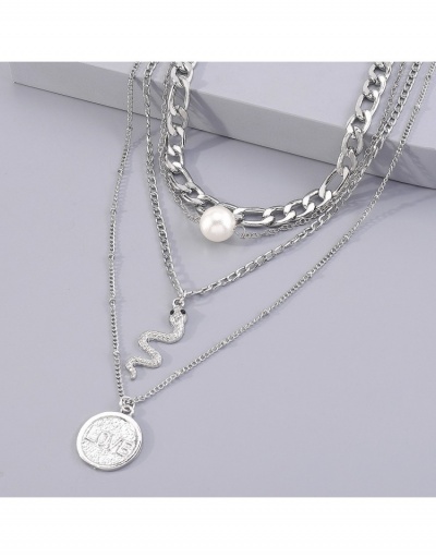 Replica  European Metal Decor Letter Serpentine Women's Four-Piece Necklace #799816 $8.10 USD for Wholesale