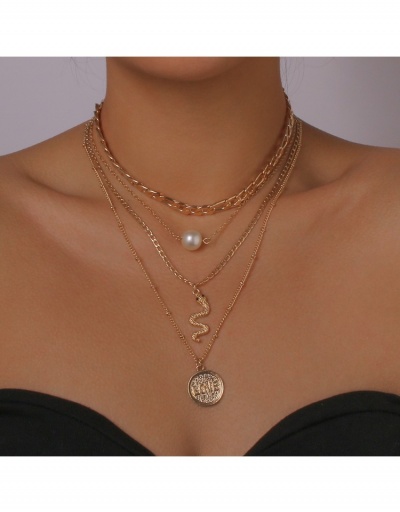 Replica  European Metal Decor Letter Serpentine Women's Four-Piece Necklace #799816 $8.10 USD for Wholesale