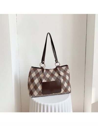  Versatile Contrast Color Plaid Shoulder Tote Bags #799825 $10.43 USD, Wholesale Fashion Tote Bag