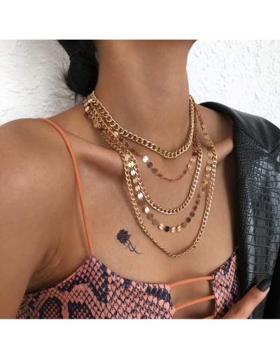  Fashion Multi-fold Metal Decor Chain Women's Necklace #799835 $11.23 USD, Wholesale Fashion Necklaces