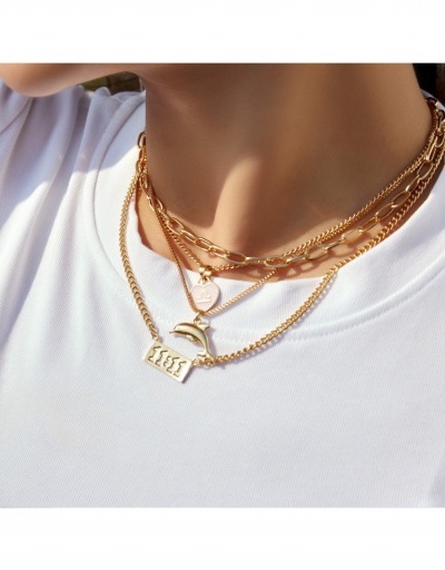  Punk Multi-fold Wear Heart Little Dolphin Necklace #799842 $7.18 USD, Wholesale Fashion Necklaces