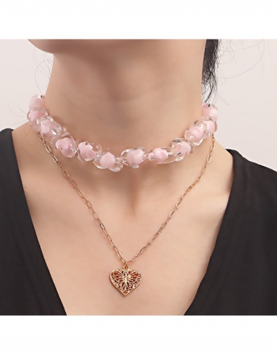  Double Pink Heart Beaded Necklace For Women #799844 $6.16 USD, Wholesale Fashion Necklaces