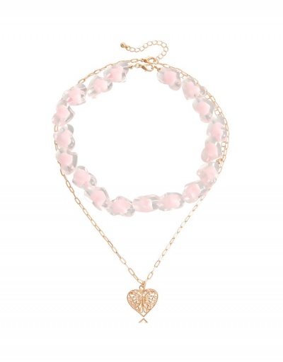 Replica  Double Pink Heart Beaded Necklace For Women #799844 $6.16 USD for Wholesale