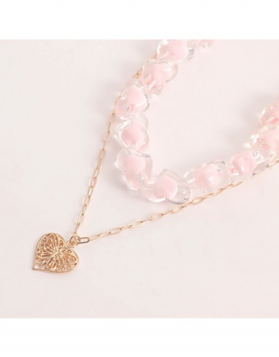 Replica  Double Pink Heart Beaded Necklace For Women #799844 $6.16 USD for Wholesale