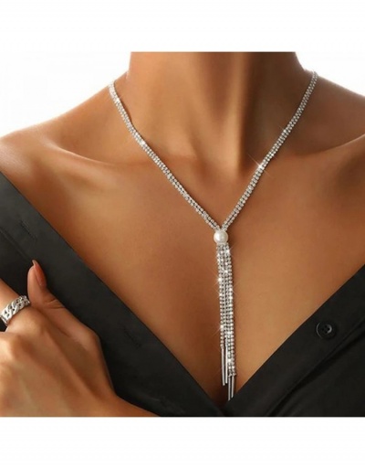 Faux Pearl Rhinestone Tassel Ladies Necklace #799856 $12.85 USD, Wholesale Fashion Necklaces