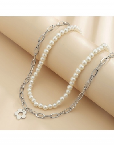 Replica  Faux Pearl Flower Hollow Out Simple Necklace #799865 $5.72 USD for Wholesale