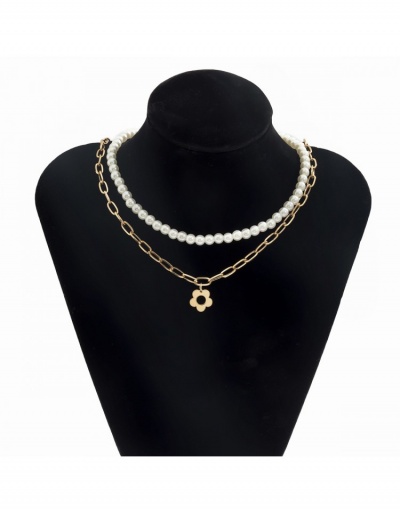 Replica  Faux Pearl Flower Hollow Out Simple Necklace #799865 $5.72 USD for Wholesale