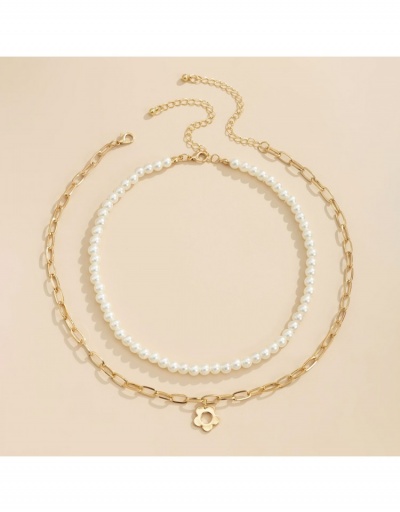 Replica  Faux Pearl Flower Hollow Out Simple Necklace #799865 $5.72 USD for Wholesale