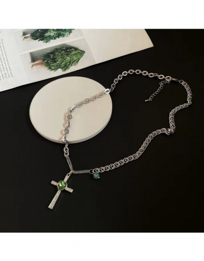 Vintage Titanium Steel Cross Zircon Pendant Necklace #799868 $6.63 USD, Wholesale Fashion Necklaces