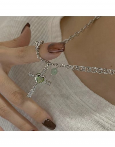 Replica Vintage Titanium Steel Cross Zircon Pendant Necklace #799868 $6.63 USD for Wholesale