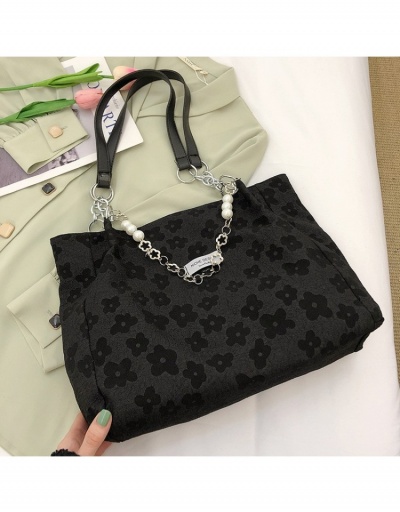 Replica Ladies Black Faux Pearl  Flower Pattern Tote Bags For School #799871 $9.85 USD for Wholesale