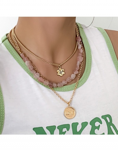 Replica  Retro Fashion Simple Letter Flower Necklace For Women #799873 $10.23 USD for Wholesale