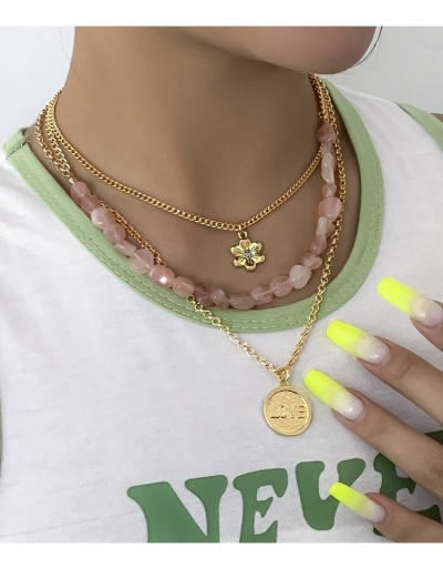 Replica  Retro Fashion Simple Letter Flower Necklace For Women #799873 $10.23 USD for Wholesale