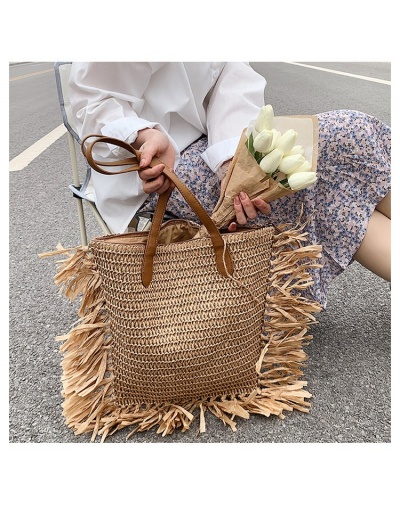 Replica Summer Travel Straw Tassel Tote Bags #799874 $22.23 USD for Wholesale