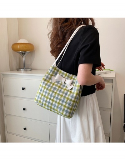 Replica  Bow Contrast Color Plaid Canvas Tote Bags #799886 $9.96 USD for Wholesale