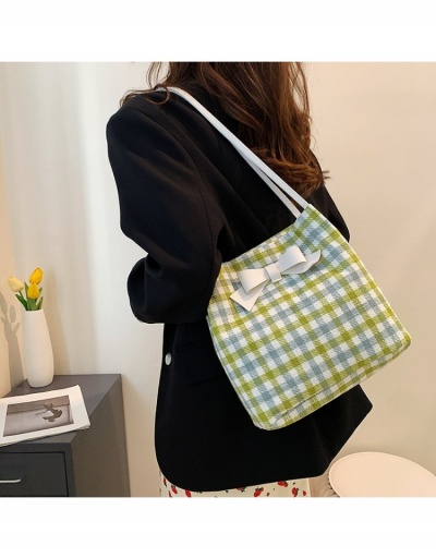 Replica  Bow Contrast Color Plaid Canvas Tote Bags #799886 $9.96 USD for Wholesale