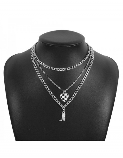 Replica Street Grid Heart Boot Pendant Layered Necklace #799887 $7.55 USD for Wholesale