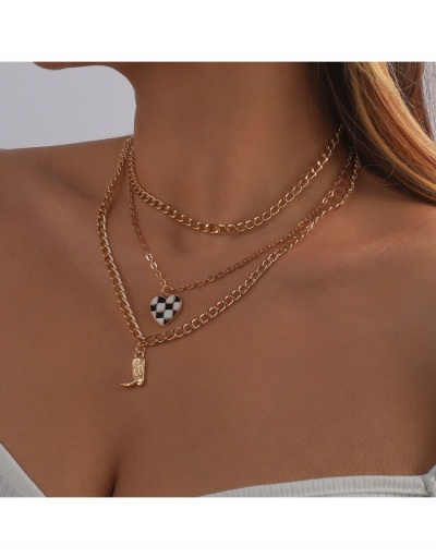 Replica Street Grid Heart Boot Pendant Layered Necklace #799887 $7.55 USD for Wholesale