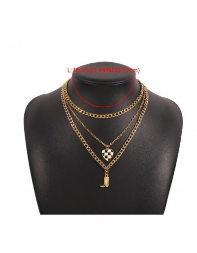 Replica Street Grid Heart Boot Pendant Layered Necklace #799887 $7.55 USD for Wholesale