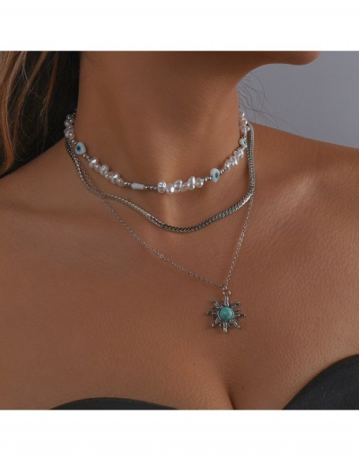 Replica Asymmetry Faux Pearl Heart Layered Pendant Necklace #799889 $9.52 USD for Wholesale