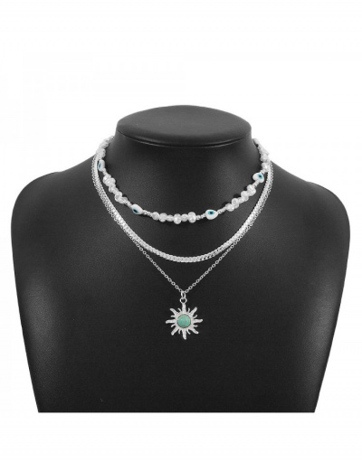 Replica Asymmetry Faux Pearl Heart Layered Pendant Necklace #799889 $9.52 USD for Wholesale