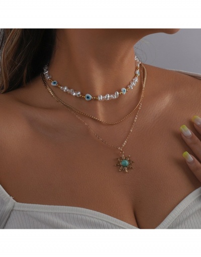 Replica Asymmetry Faux Pearl Heart Layered Pendant Necklace #799889 $9.52 USD for Wholesale