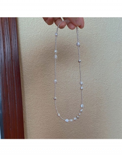 Replica  Simple  Natural Pearl Silver Necklaces #799899 $13.23 USD for Wholesale