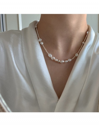 Replica  Simple  Natural Pearl Silver Necklaces #799899 $13.23 USD for Wholesale