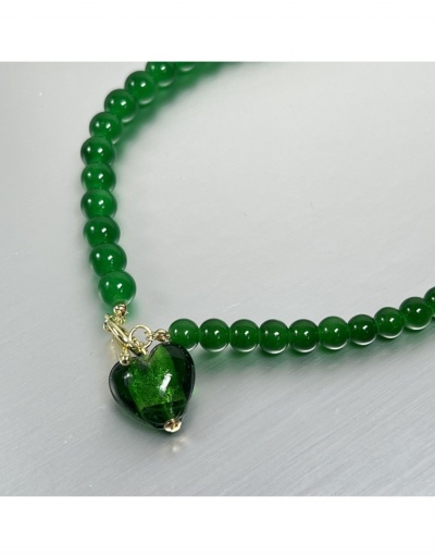 Replica  Vintage Green Beaded Heart Pendant Necklace #799901 $12.74 USD for Wholesale