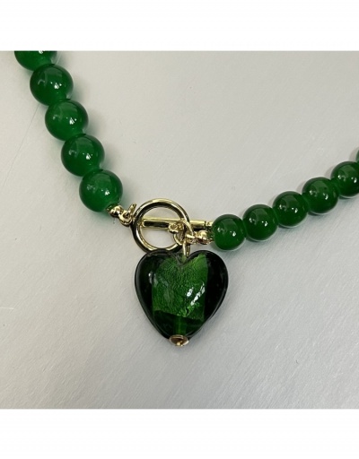 Replica  Vintage Green Beaded Heart Pendant Necklace #799901 $12.74 USD for Wholesale