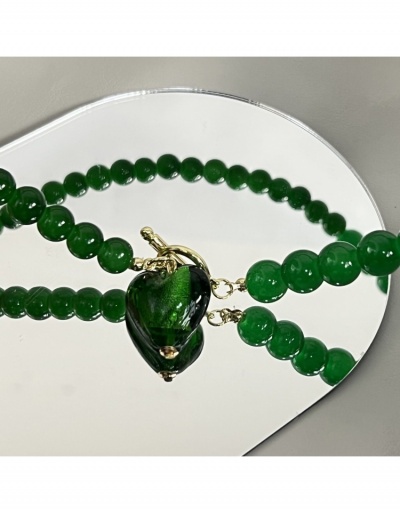 Replica  Vintage Green Beaded Heart Pendant Necklace #799901 $12.74 USD for Wholesale