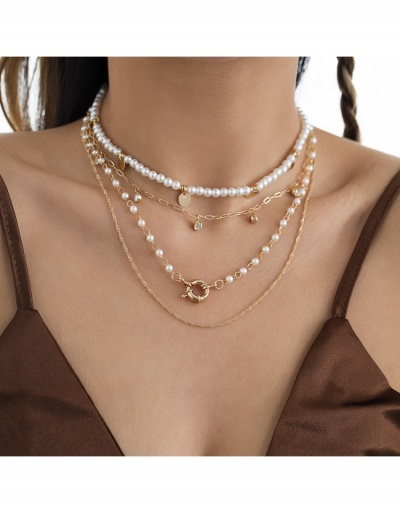  Faux Pearl  Rhinestone  Pendant  Layered Necklace Sets #799912 $8.37 USD, Wholesale Fashion Necklaces